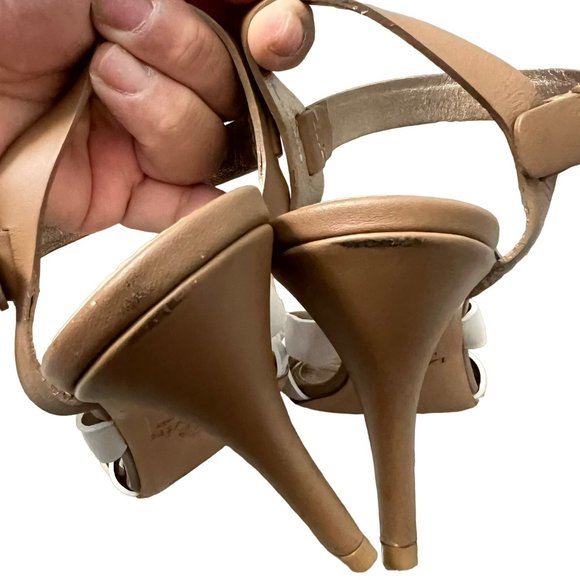 Lanvin White Gold Strappy Leather Sandal Heels Size 7.5 - Picture 8 of 8